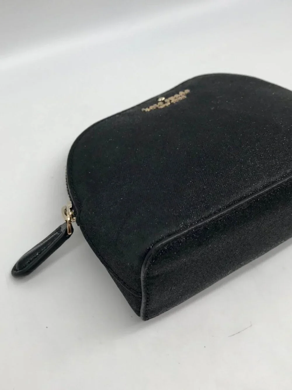 Kate Spade Black Glitter Fabric Joeley Dome Pouch